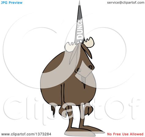 Clipart Of A Cartoon Moose Wearing A Dunce Hat Royalty Free Vector