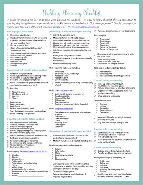 Printable Wedding Checklist Comprehensive Wedding Planning Checklist Wedding Checklist Timeline