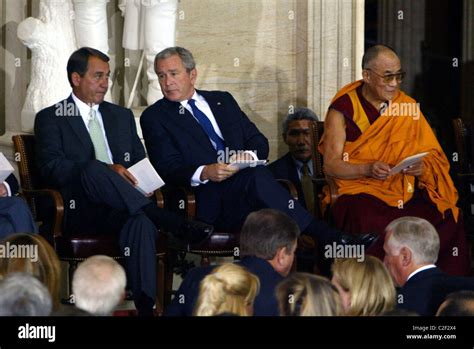 president george bush and dalai lama the congressional medal of honor was presented to the