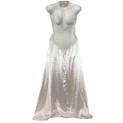 Vintage Victorias Secret Bridal Nightgown Large Backl Gem