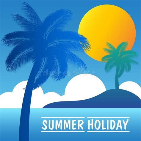 Summer Banner Beach Palm Tree Sun And Sea Stock Vector