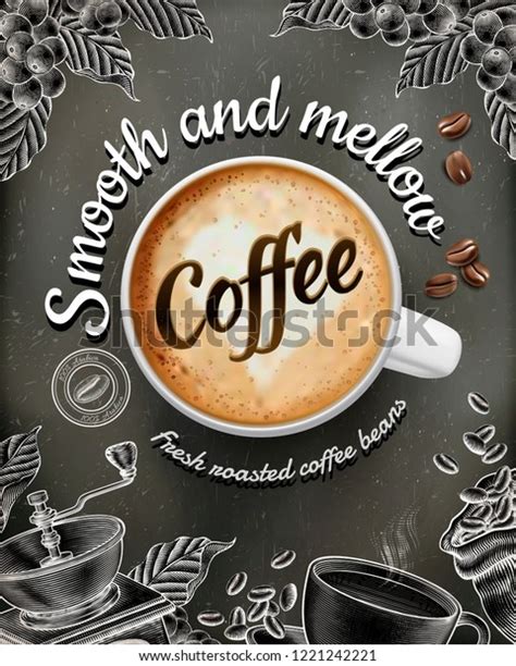 Coffee Poster Ads 3d Illustratin Latte Stock Vector Royalty Free