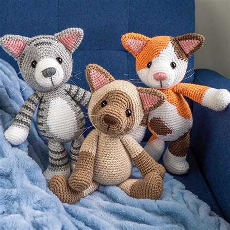 crochet cat free patterns tabby calico and siamese jess huff