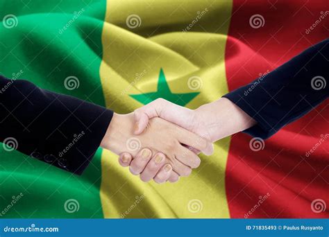 Partnership Handshake With Flag Of Senegal Stock Image Image Of