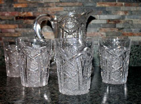 Sold At Auction Abp Cut Glass Pitcher And 4 Tumblers