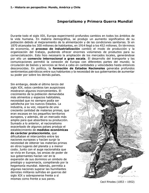 Guía materia 9 Imperialismo y Primera Guerra Mundial I Historia en