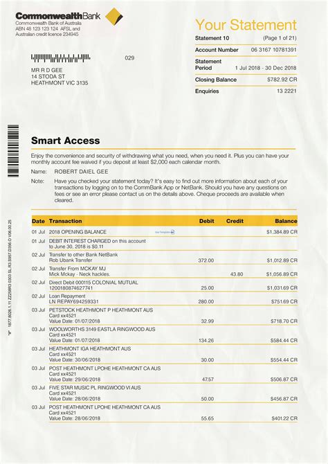 Commonwealth Bank Statement Psd Template High Quality Template