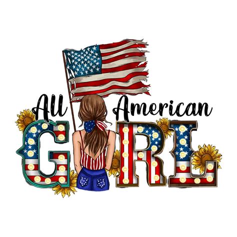 Amrican Girl Thermal Transfer Stickers Hoodies Heat Press Appliqued