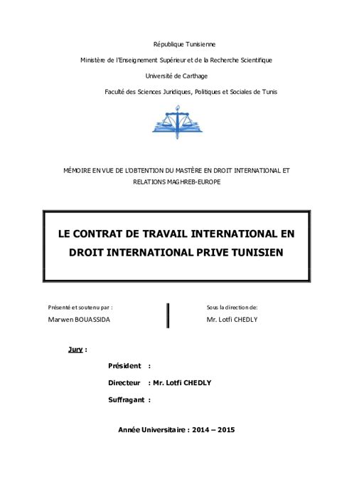 LE CONTRAT DE TRAVAIL INTERNATIONAL EN DROIT INTERNATIONAL ...