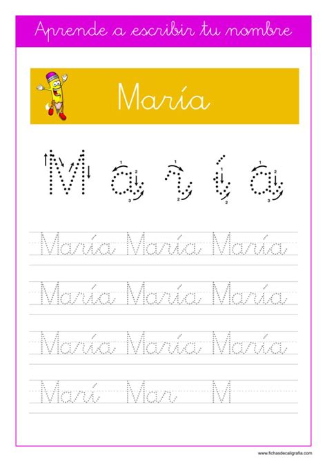 Aprender a escribir el nombre María Aprender a escribir Portadores