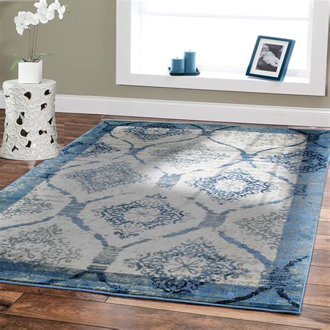 Premium Soft Area Rugs For Living Room 5x7 Under150 Blue