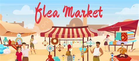 Flea Market Flat Vector Illustration Banner Template Download On Pngtree