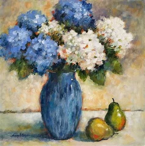 Daily Paintworks Hydrangeas In Dylans Vase Original Fine Art For