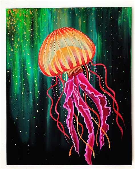 Jellyfish Etsy Jellyfish Painting Jellyfish Art Canvas Art Painting