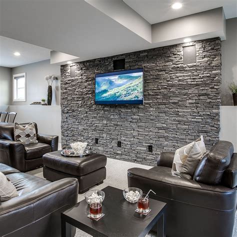 Stacked Stone Grey Blend Stone Wall Interior Living Room Stone