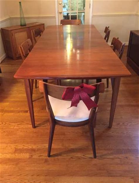 The neva chair is available in six different wood finishes, including oak, cherry, maple, pear, elm, and walnut. Mid-Century Modern Drexel Declaration Dining Table and Six ...