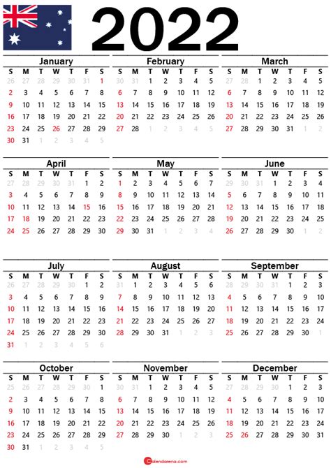 2023 Yearly Calendar Australia Free Printable Zohal