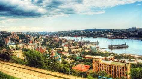 Pictures Russia Vladivostok Hdr Sky River Marinas Houses 1920x1080