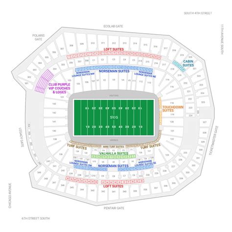 Us Bank Stadium Detailed Seating Chart With Seat Numbers Awesome Home
