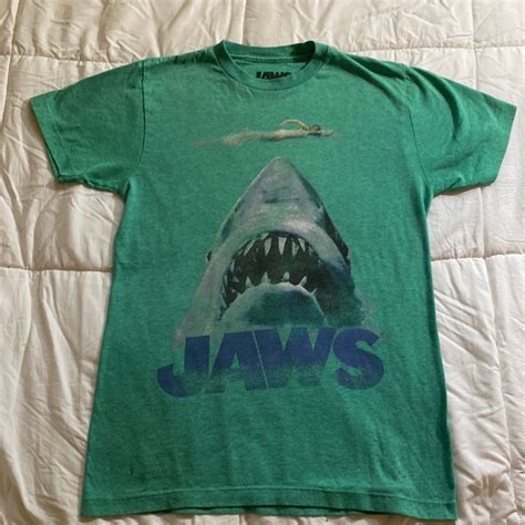 Jaws Shirts Jaws Movie Vintage Tshirt Green Short Sleeve Wgraphic