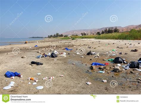 Garbage Dump On The Sea Of Galilee Shore Kinneret Or Tiberias