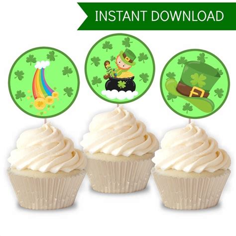 St Patrick S Day Cupcake Toppers Printable Cupcake Decorations