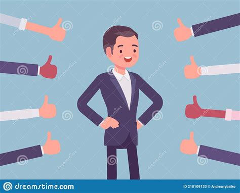 Approbation Commendation And Praise Thumbs Approving Man Stock Vector