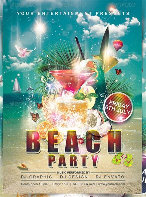 Beach Party Flyer Template Free Psd Printable Templates