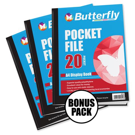 Butterfly Pocket File A4 Bonus Pack Pack 3 X 20 Pocket Files | Bidvest ...