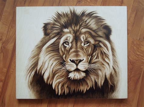 50х60 cm lion pyrography of lesina elena glödritning pinterest