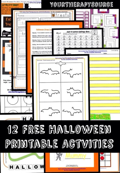 12 Printable Halloween Freebies Your Therapy Source