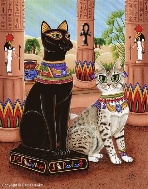 Carrie Hawks Temple Of Bastet Egyptian Cat Goddess Cat Art Print Egypt Cat