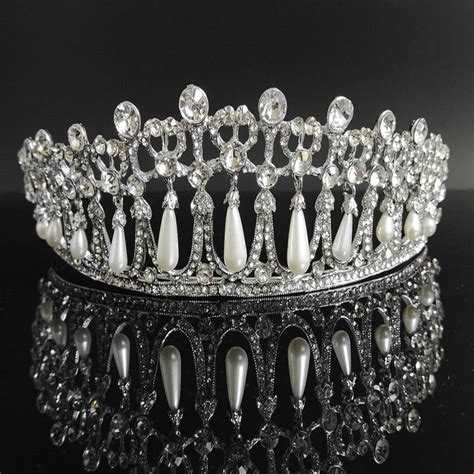 baroque princess diana crown crystal and pearl bridal tiaras rhinestone pageant crowns bride