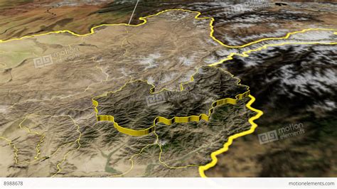 Nuristan Afghanistan Province Extruded Satellite Stock Animation