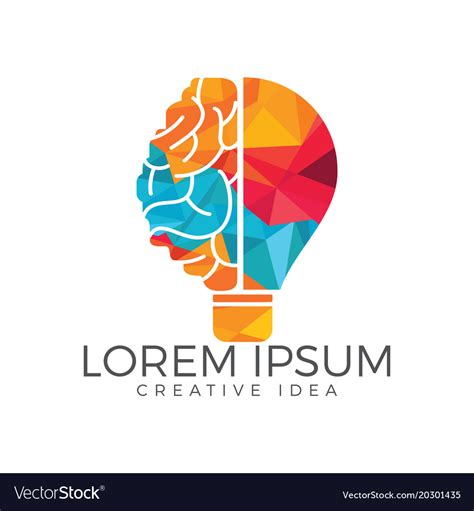 Bulb And Brain Logo Design Royalty Free Vector Image