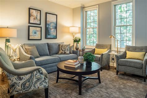 Grey Blue And Gold Traditional Living Room Chicago