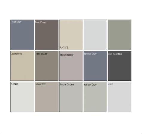 Pantone Gray Colors Chart