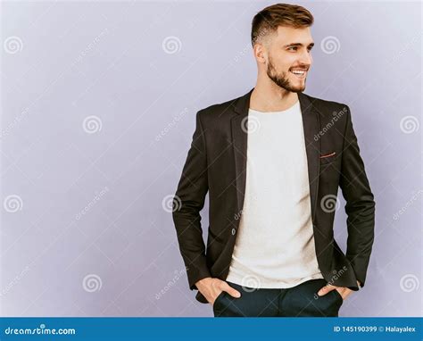 Handsome Man Posing In Studio Stock Image Image Of Handsome Glamour