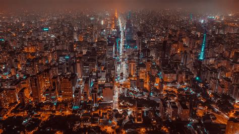 Aerial Photo Of Cityscape At Night · Free Stock Photo