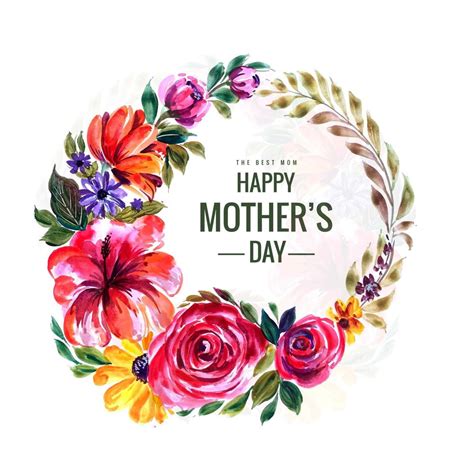 Happy Mothers Day Watercolor Flower Wreath 1233594 Vector Art At Vecteezy