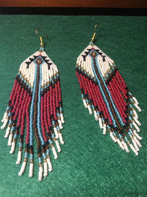 Long Handmade Native American Inspired Fractal Beaded Fringe Etsy