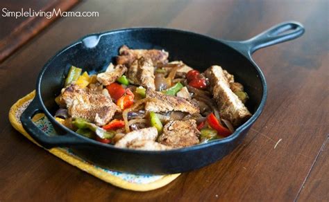 Add the fajita seasoning into the chicken and stir to combine. Cast Iron Skillet Chicken Fajitas Recipe - Simple Living Mama