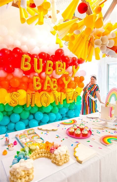 When hosting a baby shower, give guests small, commemorative gifts or party favors. Our Rainbow Bubbly Baby Shower! ⋆ Brite and Bubbly