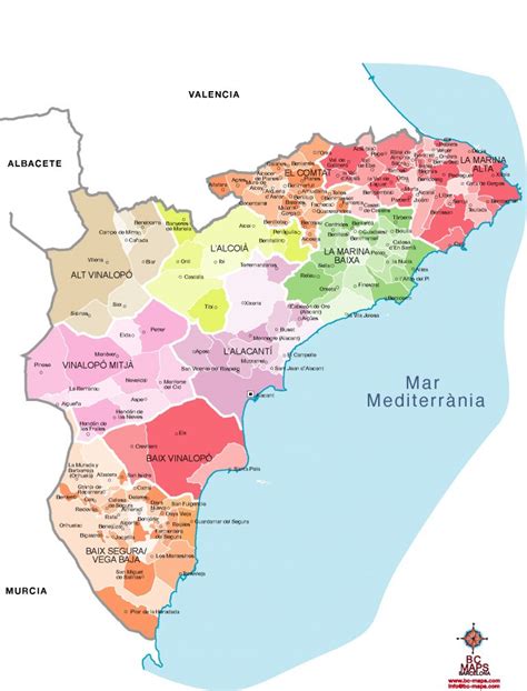 Municipios Alicante Provincia Mapas Vectoriales Eps Illustrator
