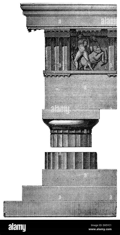 Orden Dórico Del Partenón De Atenas La Ilustración Del Libro De Fecha