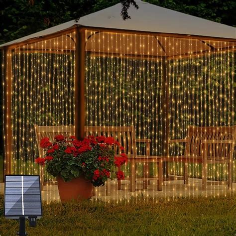 Solar Fairy Curtain Lights 3m 300led Waterproof Outdoor Garland Solar