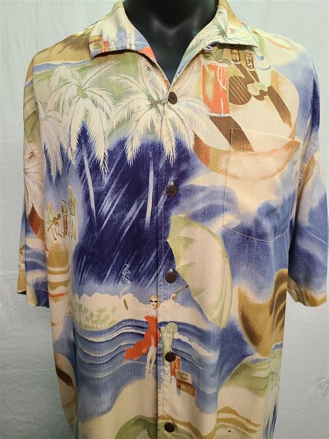 Vintage Tommy Bahama Aloha Shirt Silk Size Large Etsy