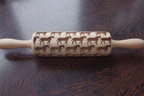 Mini Laser Engraved Rolling Pin With Horses 1 Etsy