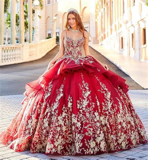 Lujo Rojo Vestidos De Quinceanera Espaguetis Prom Vestido De Encaje