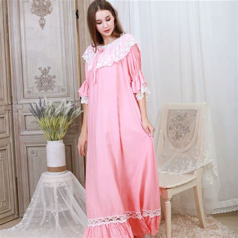 Autumn Sleepwear Women Night Gown Home Wear Sleep Shirt Robe Dress